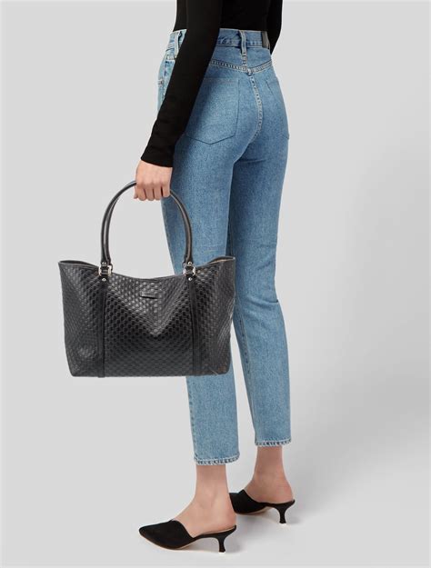 microguccissima leather tote